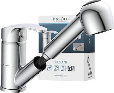 Schütte diziani keukenkraan - mengkraan - draaibare uitloop - uittrekbare sproeier - 2 standen - chroom