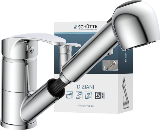 Schütte diziani keukenkraan - mengkraan - draaibare uitloop - uittrekbare sproeier - 2 standen - chroom
