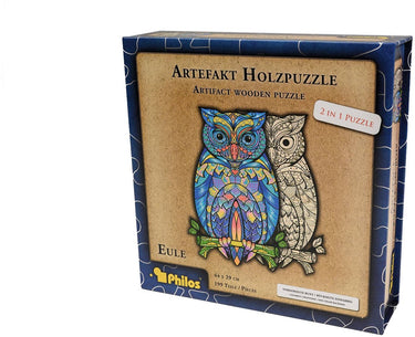 Philos houten puzzel dieren 2 in 1 uil 199 stukjes legpuzzel.