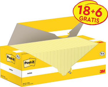 Post-it memoblok 3m 654-cy 76x76mm geel voordeelpak