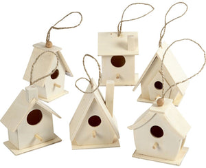 Creativ company vogelhuis hout 7cm, 6st.
