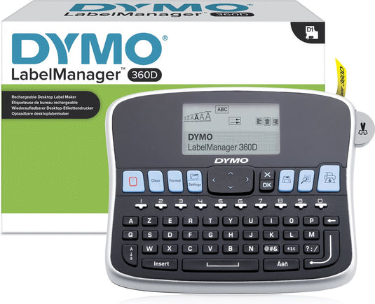 Dymo desktoplabelprinter | labelmanager 360d herlaadbare handheld labelmaker | azerty-toetsenbord | gebruiksvriendelijke, smart-one-touch-toetsen en groot scherm | voor organisatie thuis en op kantoor