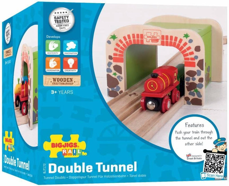 Load image into Gallery viewer, Bigjigs houten rails - dubbelspoor tunnel
