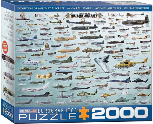 Eurographics - evolutie van militaïre vliegtuigen [evolution of military aircraft] - 2000 stukjes 97×68cm (b×h) - legpuzzel