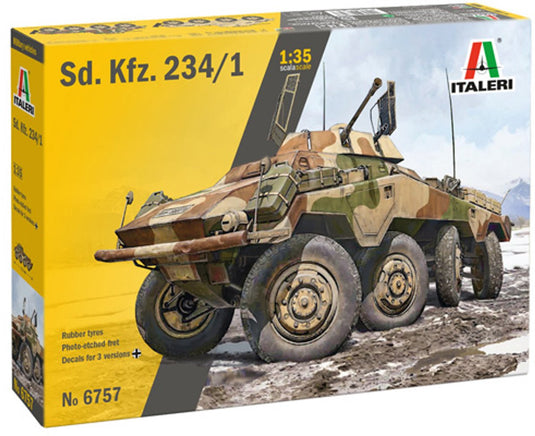 Italeri modelbouwpakket militaire voertuigen - 6757 sd. kfz. 234 1 - duitse pantserwagen - verkenningsvoertuig wwii - militair voertuig plastic - 1:35 - modelbouw