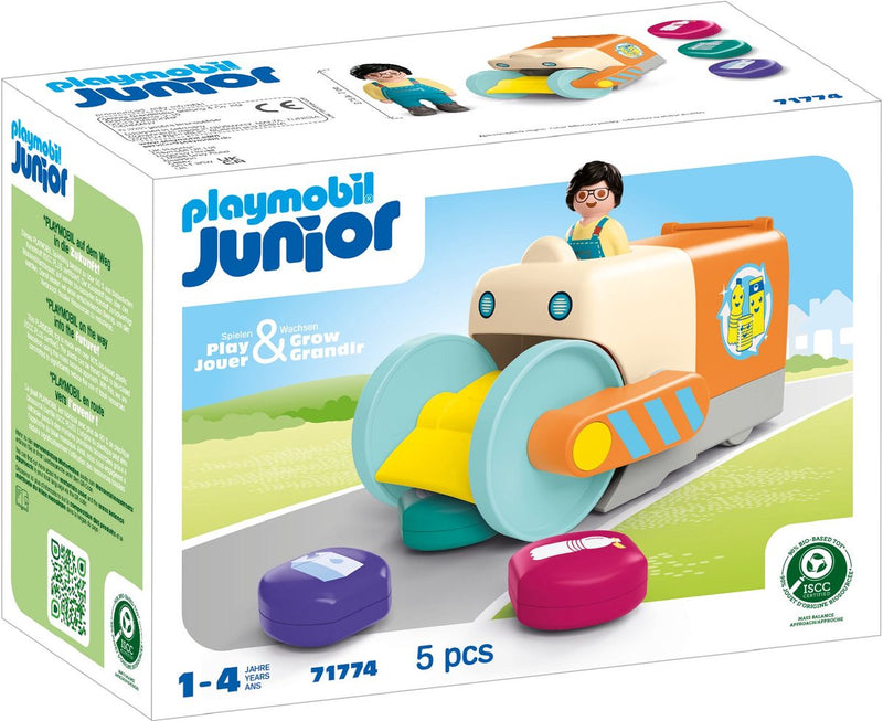 Load image into Gallery viewer, Playmobil junior duw- en grijpvuilniswagen - 71774
