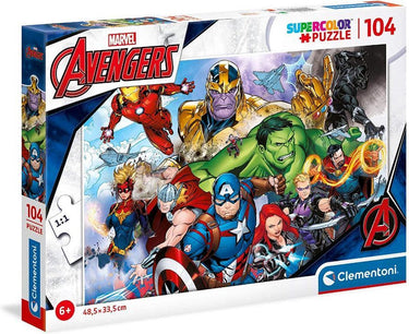 Marvel clementoni legpuzzel super color avengers, 104st.