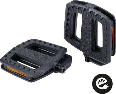 Bbb cycling fietspedalen anti slip - ergobase nylon - e-bike gecertificeerd - ergonomisch - fietspedalen universeel: elektrische fiets cargo bikes - zwart - flat pedals - bpd-47