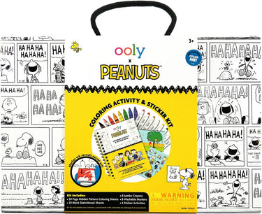 Ooly - x peanuts - snoopy kleur- en stickerset - 8 uitwasbare stiften kleurpotloden