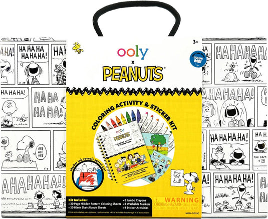 Ooly - x peanuts - snoopy kleur- en stickerset - 8 uitwasbare stiften kleurpotloden