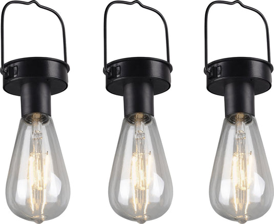 Rl live your light reality campus - hanglamp - zwart mat - set van 3 lampjes - incl. 3x smd 1w - solar - zonne energie - buitenverlichting - ip44