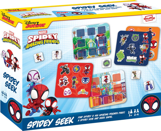 Shuffle spidey amazing friends - spidey seek, bordspel, matchen, 3 jaar, familiespel