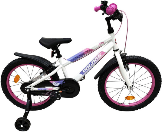 Volare lily kinderfiets - meisjes - 18 inch - wit roze paars - twee handremmen