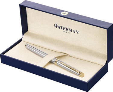 Waterman hémisphère-vulpen | roestvrij staal met 23k gouden rand | fijne penpunt | zwarte inkt | cadeauverpakking