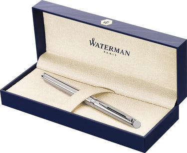 Waterman hémisphère-vulpen | roestvrij staal met chromen rand | fijne penpunt | blauwe inkt | cadeauverpakking