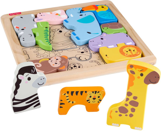 Mattel houten dierenpuzzel van fisher-price - educatief speelgoed.