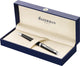 Waterman hémisphère-balpen | glimmend zwart met chromen rand | medium punt | blauwe inkt | cadeauverpakking