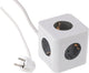 Q-link stekkerdoos - cube - 5-voudig - randaarde - 3 x 1.5 mmâ² - 1.5 m - wit grijs