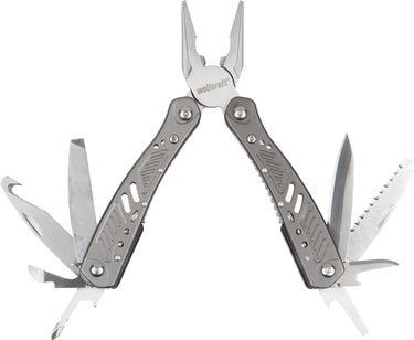 Wolfcraft - multitool zakmes met holster – 13 in 1 multifunctioneel – survival - zilver - 4080000