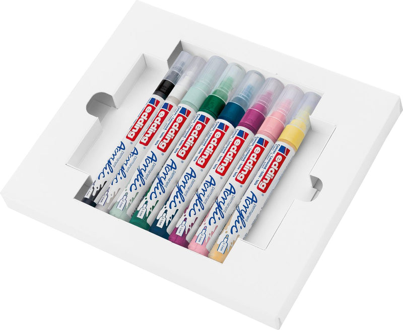 Load image into Gallery viewer, Edding acrylverf starter set nordic - 8 acryl markers - watervast - inclusief a6-briefkaartenset
