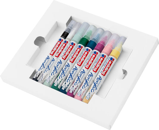 Edding acrylverf starter set nordic - 8 acryl markers - watervast - inclusief a6-briefkaartenset
