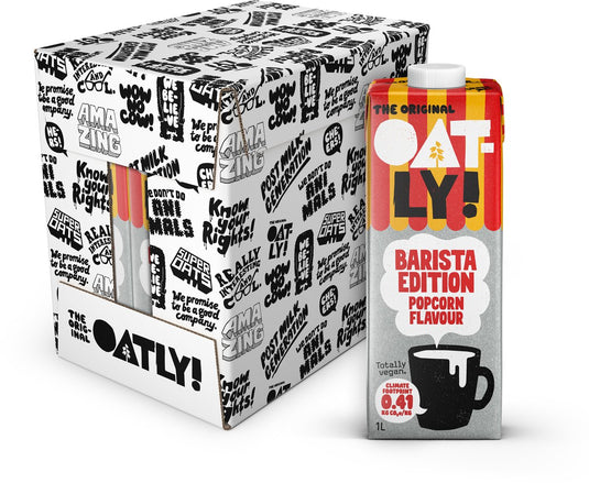 Oatly! oatly haver barista edition popcorn flavour - 6 stuks - (6l) - houdbare plantaardige melk - barista popcorn - voordeelverpakking