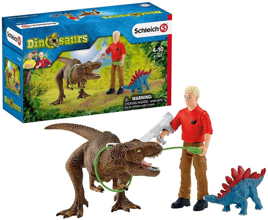 Schleich dinosaurus- tyrannosaurus rex aanval - dino speelgoed - speelfigurenset - kinderspeelgoed voor jongens en meisjes - 5 tot 12 jaar - 4 onderdelen