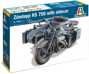Italeri modelbouwpakket auto - 7406 zundapp ks 750 with sidecar plastic - 1:9 - modelbouw