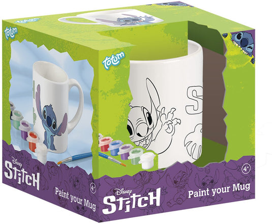 Totum disney stitch inkleurbeker - knutselset keramieken mok incl. verf en penseeltje - cadeau tip speelgoed meisjes en jongens knutselen lilo stitch