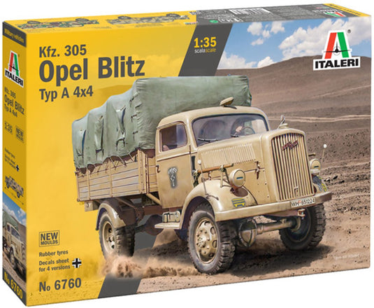 Italeri modelbouwpakket auto - 6760 kfz. 305 opel blitz typ a 4x4 wwii - duits militair voertuig plastic - 1:35 - modelbouw