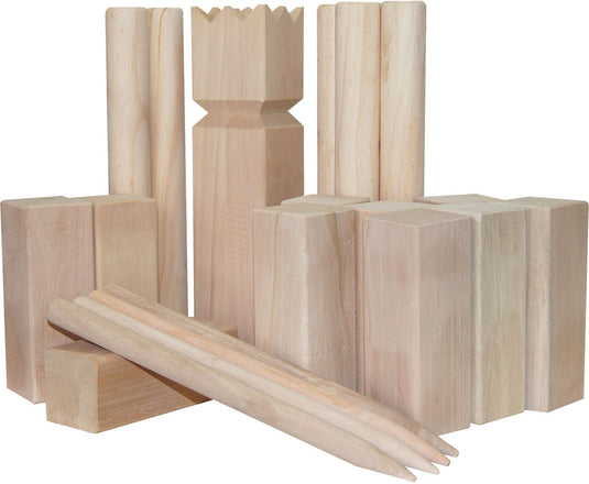 Outdoor play kubb spel xl met draagtas fsc hout buitenspeelgoed.