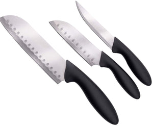 Alpina keukenmessen set 3-delig – koksmes, santokumes universeel mes – rvs messen – ergonomisch handvat