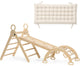 Deryan luxe xxl montessori opvouwbare driehoek met klimboog, helling en klimrek glijbaan - inclusief kussen 220x83x81cm