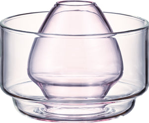 Hario matcha chasen houder met kom - hittebestendig glas - roze