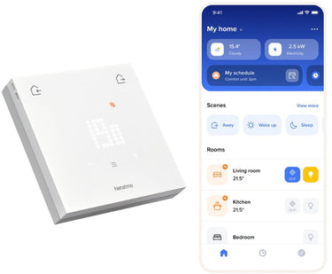 Netatmo slimme thermostaat original – bedrade smart thermostaat – app bediening, energiebesparing verbruiksinzicht – matter compatibel – werkt met apple home, google home, alexa – wit