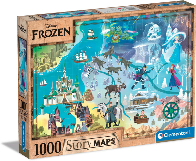 Load image into Gallery viewer, Clementoni wereldkaart puzzel disney frozen, 1000st.
