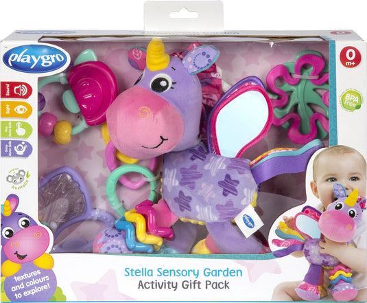 Playgro geschenkset stella eenhoorn - kraamcadeau - kadoset - hangspeeltjes - 3 bijtpseeltjes - 3 geschakelde ringen