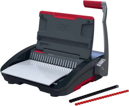 Gbc combbind® cb20 handmatige inbindmachine - plastic bindruggen - 240 vel - zwart rood