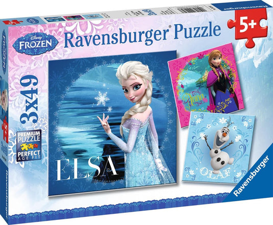 Ravensburger puzzel disney frozen elsa, anna olaf - 3x49 stukjes - kinderpuzzel
