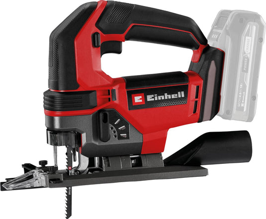 Einhell accu decoupeerzaag te-js 18 100 li solo - power x-change - 18 v li-ion - slaghoogte: 26 mm - versteksneden: max. 45° - led-verlichting - blaasfunctie - excl. accu en lader