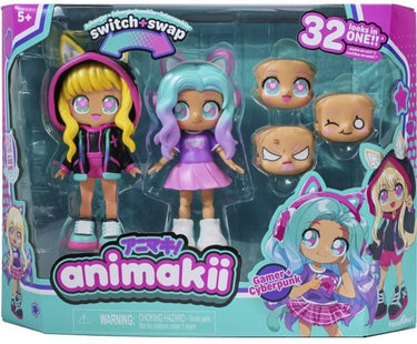 Bandai - animakii cyberpunk gamer - aanpasbare poppenset - 1 pop, 4 gezichten, 2 kapsels, 2 outfits, 2 paar schoenen - creatief speelgoed 5+ jaar - hea26350