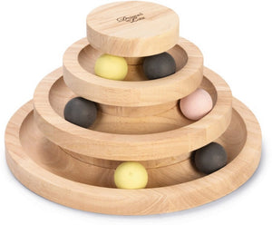 Designed by lotte speeltoren mia - kattenspeelgoed - hout - bruin - 26x26x14,5 cm