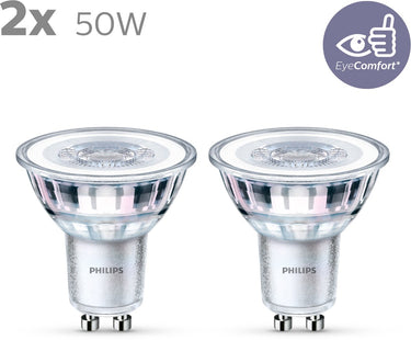 Philips led energiezuinige spot - 50 w - gu10 - warmwit licht - 2 stuks - bespaar op energiekosten