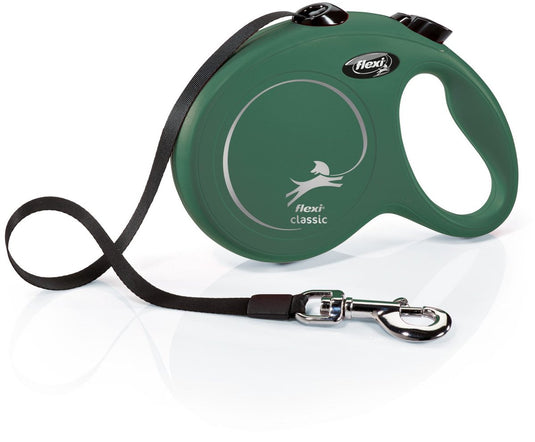 Flexi rollijn classic tape olijfgroen m - lijn - groen - green - tot 25kg