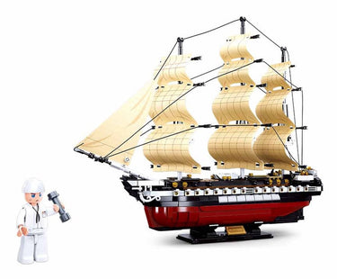 Sluban modelbricks uss constitution frigate zeilschip bouwset boot modelbouw bouwpakket voor kinderen volwassenen vanaf 12 jaar - bouwdoos met 1118 bouwstenen m38-b0836