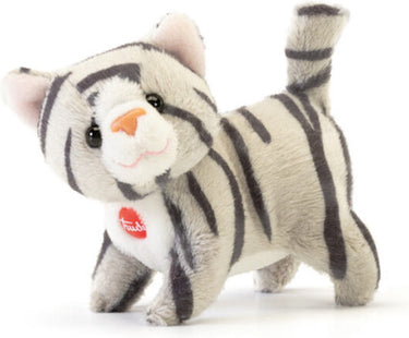 Trudi - sweet collection knuffel kat 9 cm - handgemaakt in italie - zacht pluche - knuffeldier voor jongens en meisjes - grijs - 5x8x9 cm maat xxs