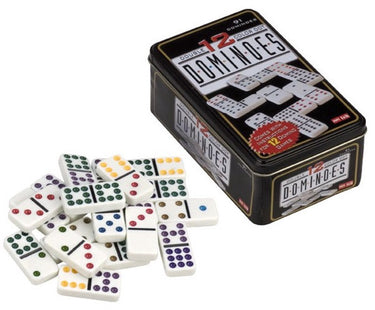 Hot games domino dubbel 12 in blik punten kleur.