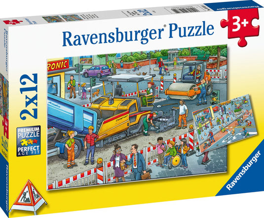 Ravensburger puzzel werk aan de weg - twee puzzels - 12 stukjes - kinderpuzzel