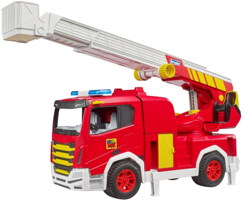 Load image into Gallery viewer, Bruder roadmax brandweerwagen met draaibare ladder
