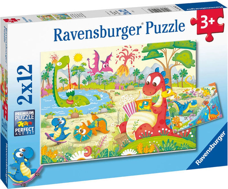 Load image into Gallery viewer, Ravensburger puzzel lievelingsdino's - twee puzzels - 12 stukjes - kinderpuzzel
